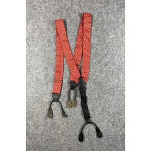 CAS Paisley Suspenders Braces Mens One Size Red Y-Back Button Tabs Adjustable